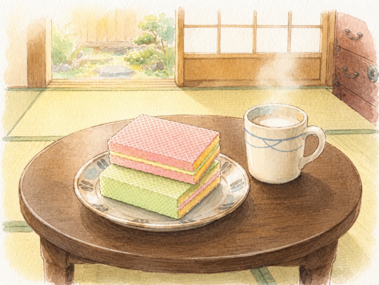 カステラサンドと牛乳のおやつ時間