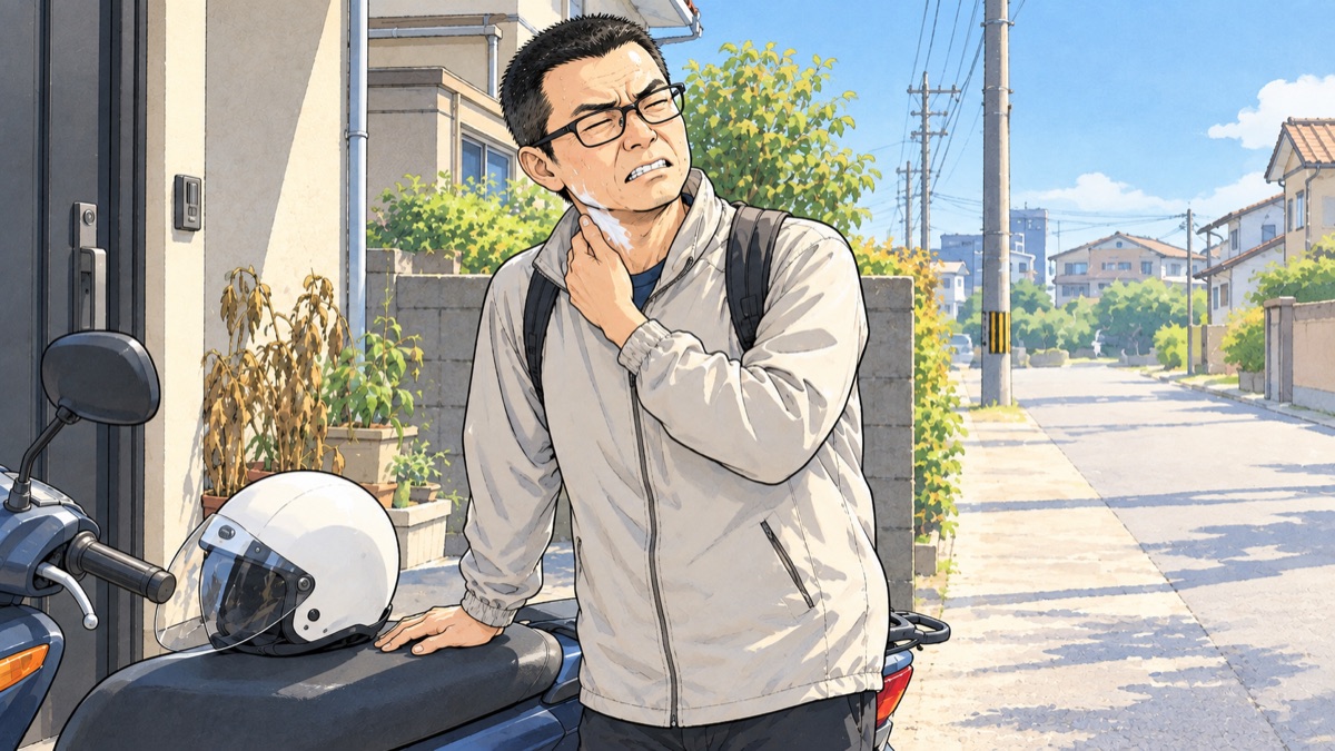 日焼け止めを塗ってスクーターで出勤する私